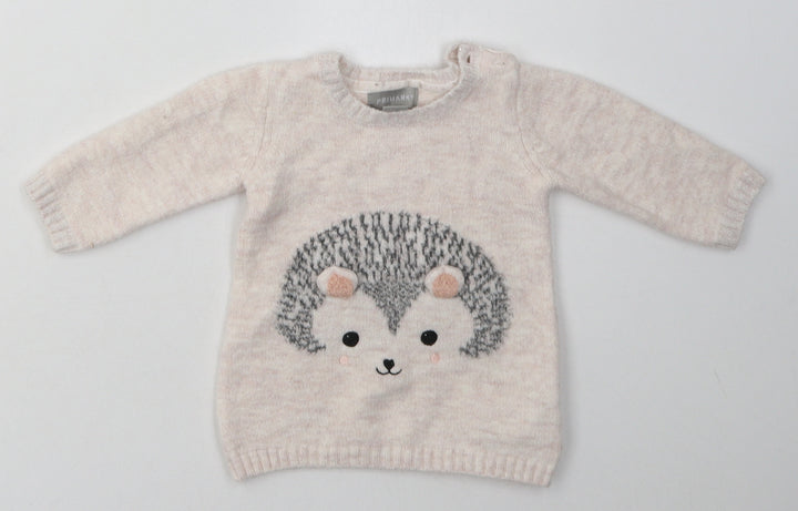 Primark Girls Pink  Acrylic Basic Casual Size 3-6 Months Crew Neck Pullover - hedge hog