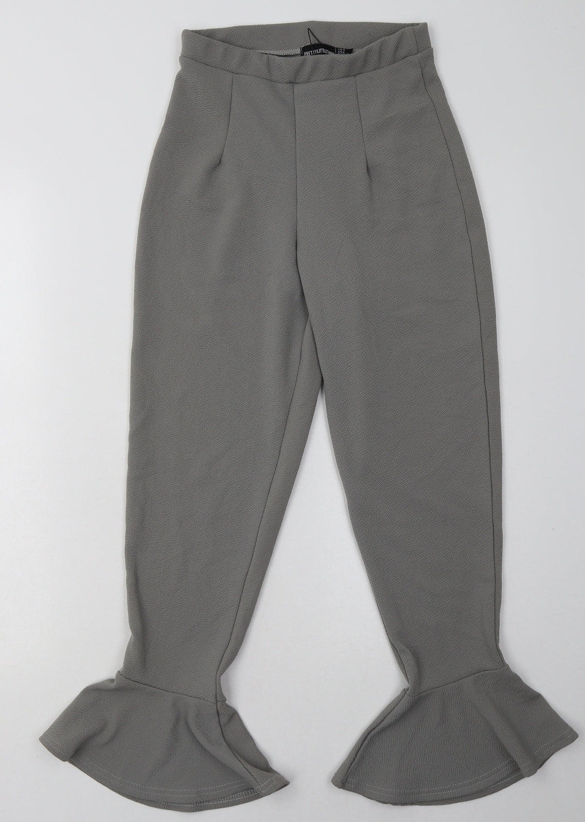 PRETTYLITTLETHING Womens Green  Polyester Cropped Trousers Size 8 L26 in Regular