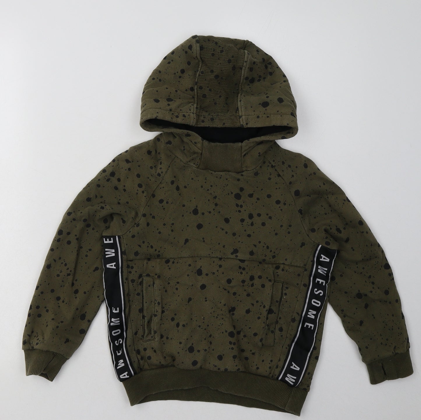 Nutmeg Boys Green Geometric Cotton Pullover Hoodie Size 6-7 Years  Pullover