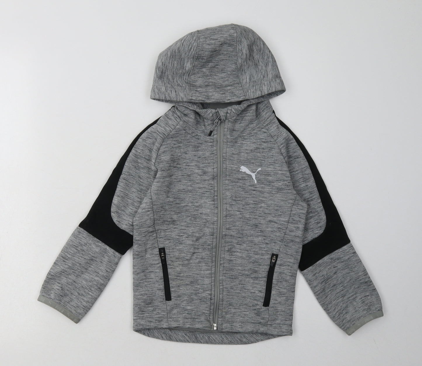 PUMA Boys Grey  Cotton Full Zip Hoodie Size 5-6 Years  Zip