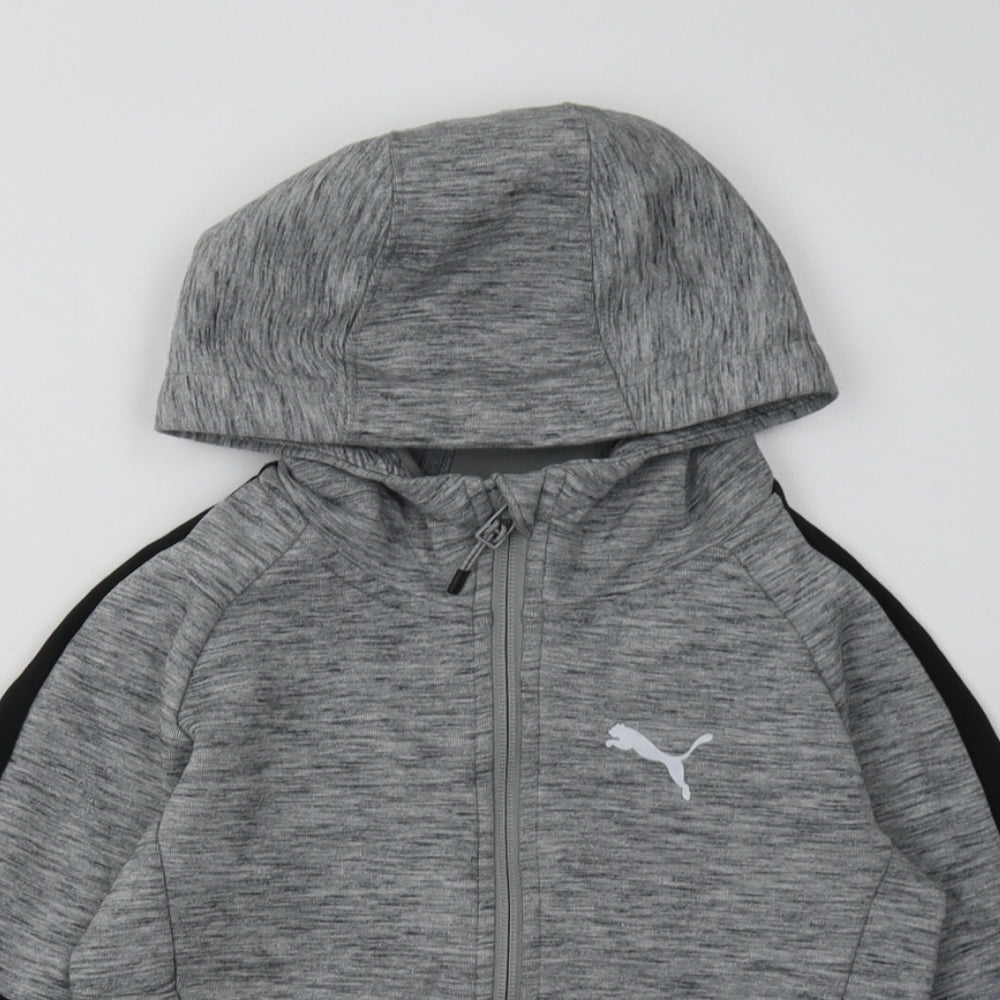 PUMA Boys Grey  Cotton Full Zip Hoodie Size 5-6 Years  Zip
