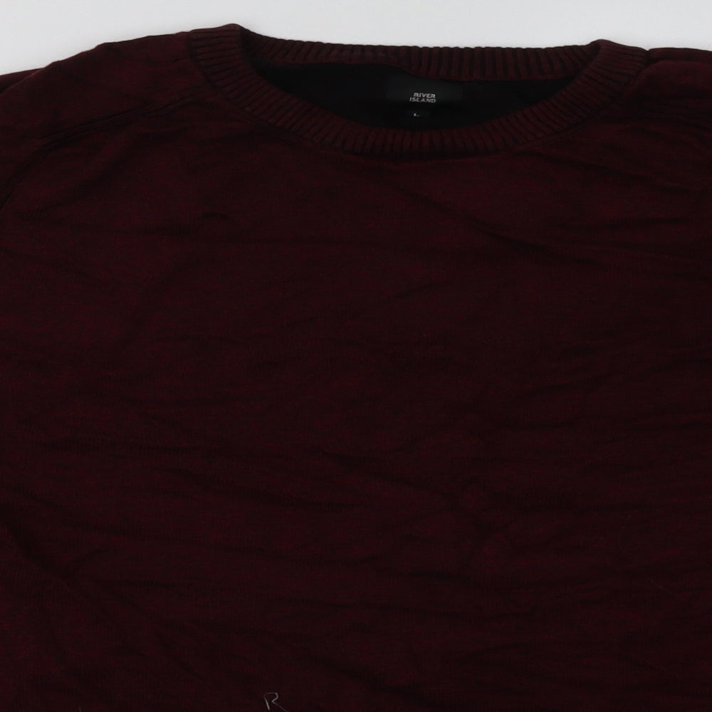 River Island Mens Red  Viscose Pullover Sweatshirt Size L