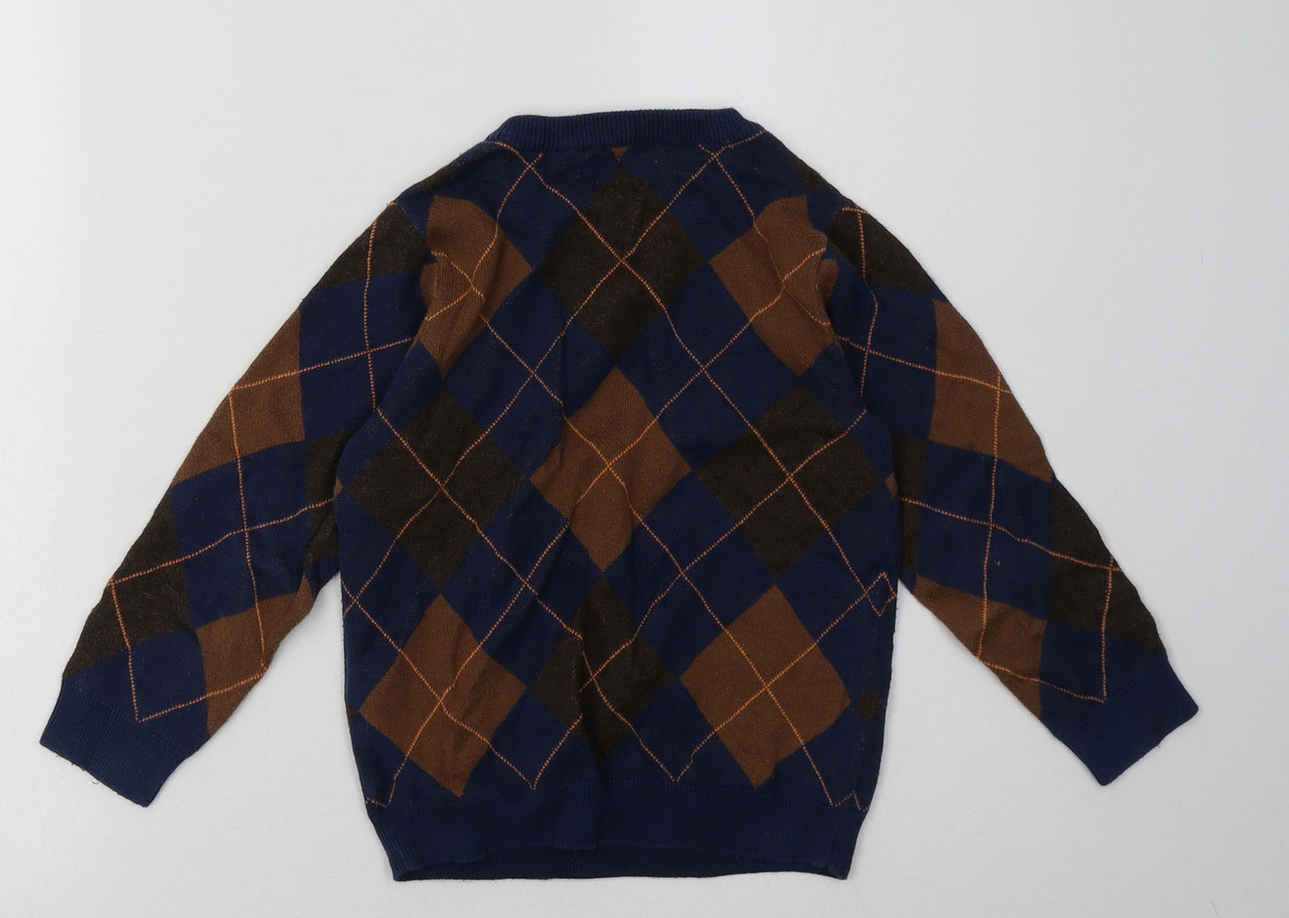 NEXT Boys Brown Argyle/Diamond Cotton Pullover Sweatshirt Size 5-6 Years  Pullover