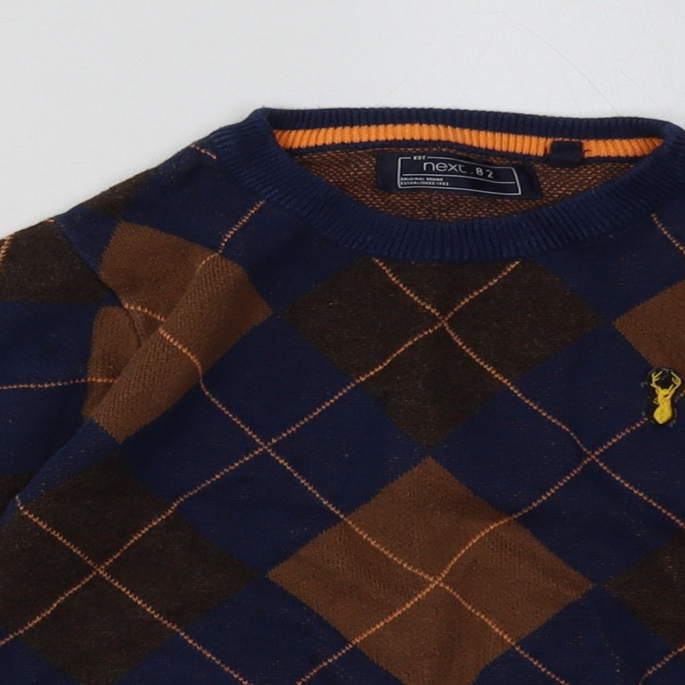 NEXT Boys Brown Argyle/Diamond Cotton Pullover Sweatshirt Size 5-6 Years  Pullover