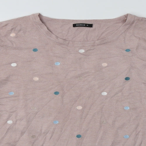 Roman Womens Pink Polka Dot Viscose Pullover Sweatshirt Size 16  Pullover