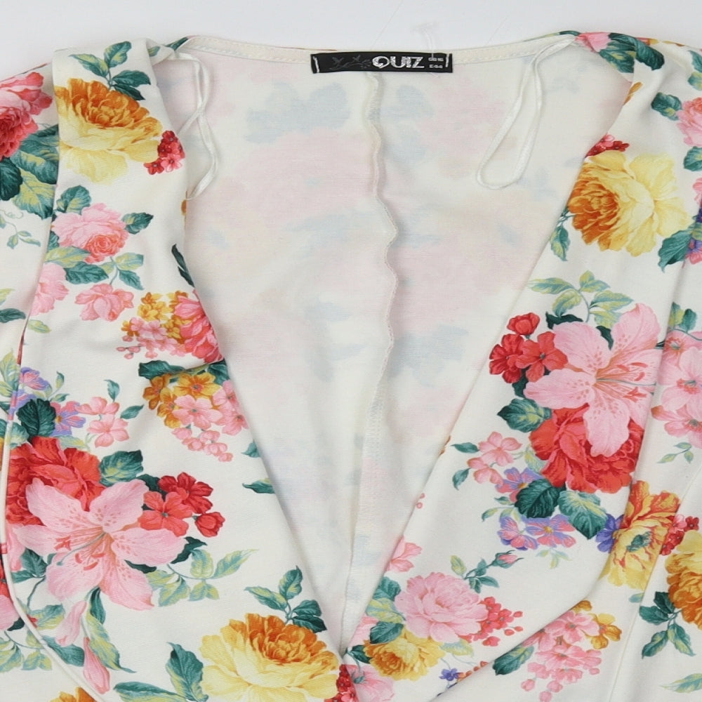Quiz Womens Pink Floral  Jacket Blazer Size 16