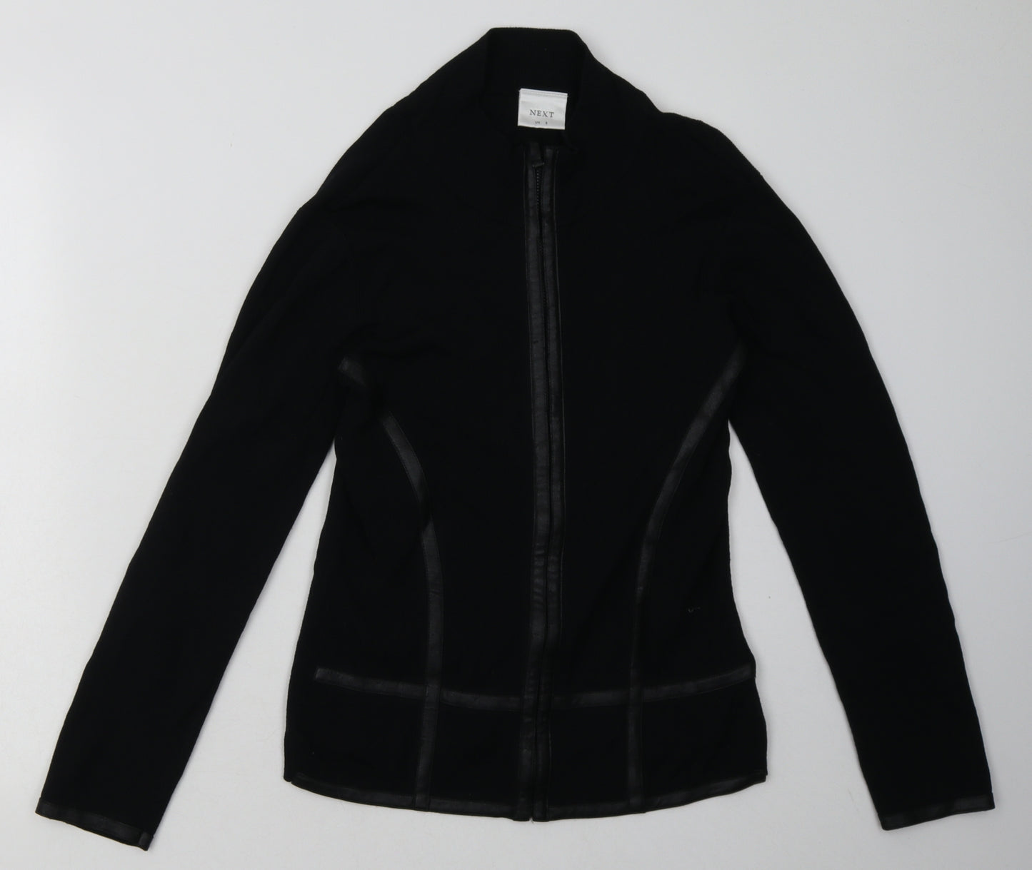 NEXT Womens Black Crew Neck  Viscose Cardigan Jumper Size 8