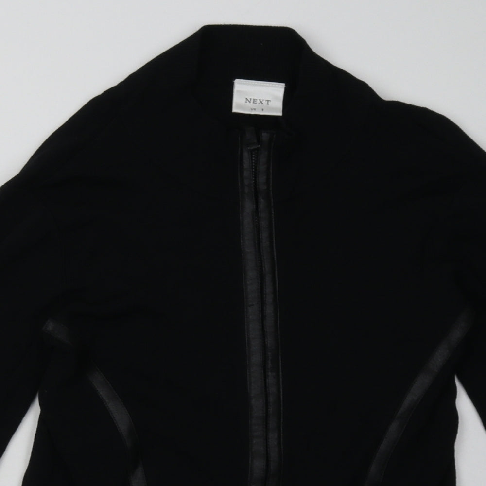 NEXT Womens Black Crew Neck  Viscose Cardigan Jumper Size 8