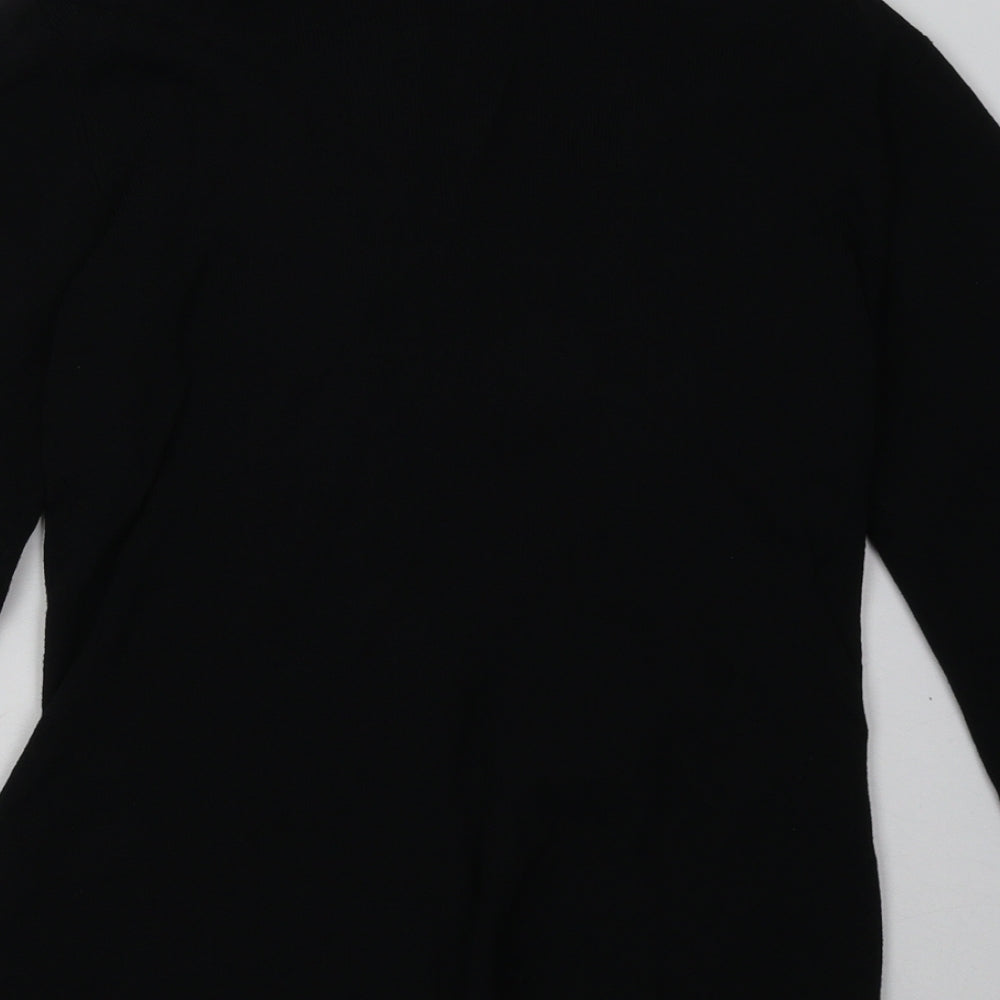 NEXT Womens Black Crew Neck  Viscose Cardigan Jumper Size 8