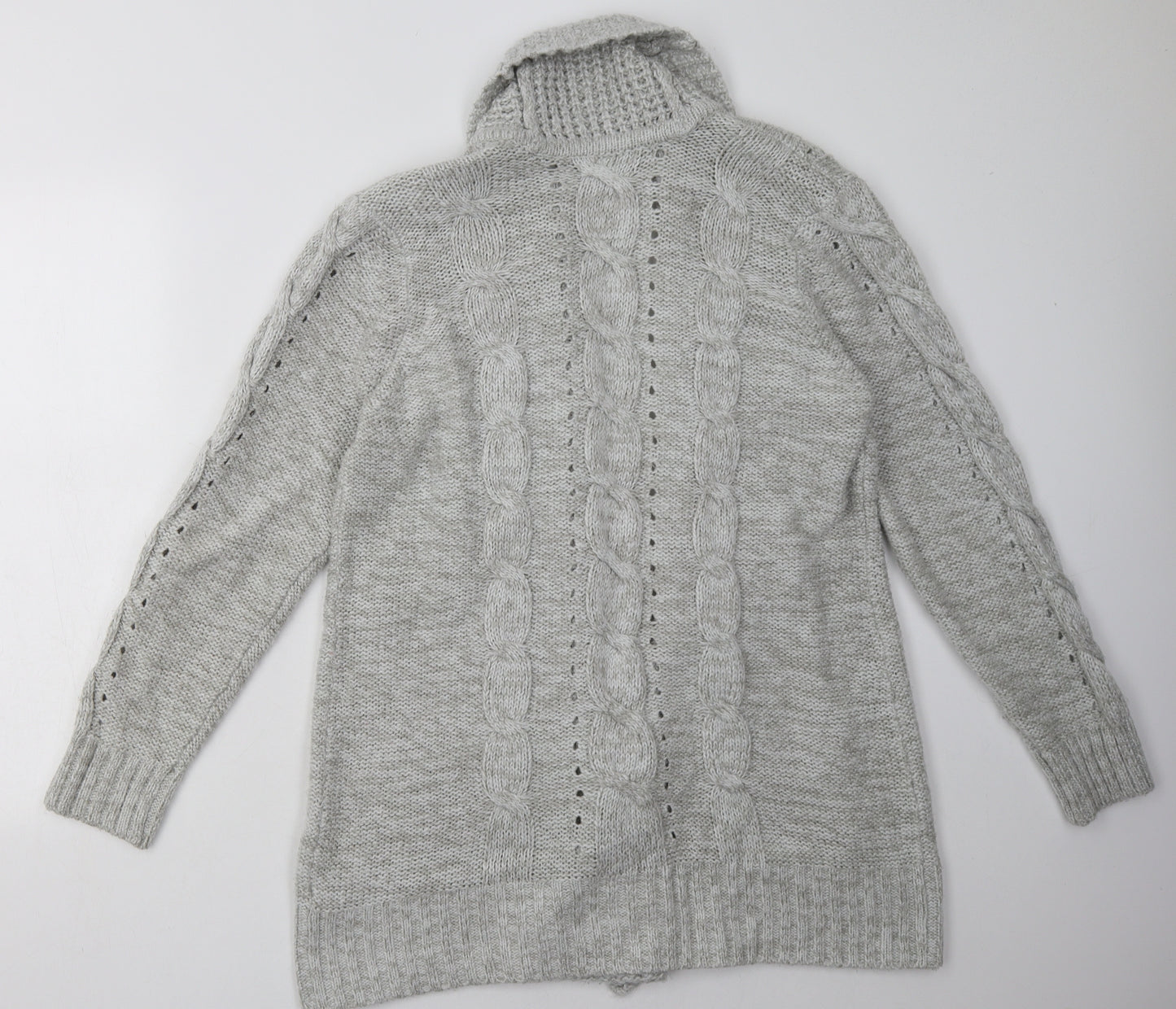New Look Womens Grey V-Neck  Acrylic Cardigan Jumper Size 16
