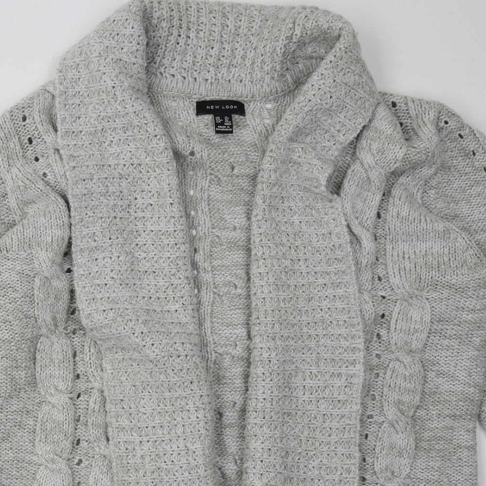 New Look Womens Grey V-Neck  Acrylic Cardigan Jumper Size 16