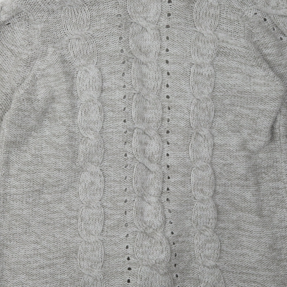 New Look Womens Grey V-Neck  Acrylic Cardigan Jumper Size 16