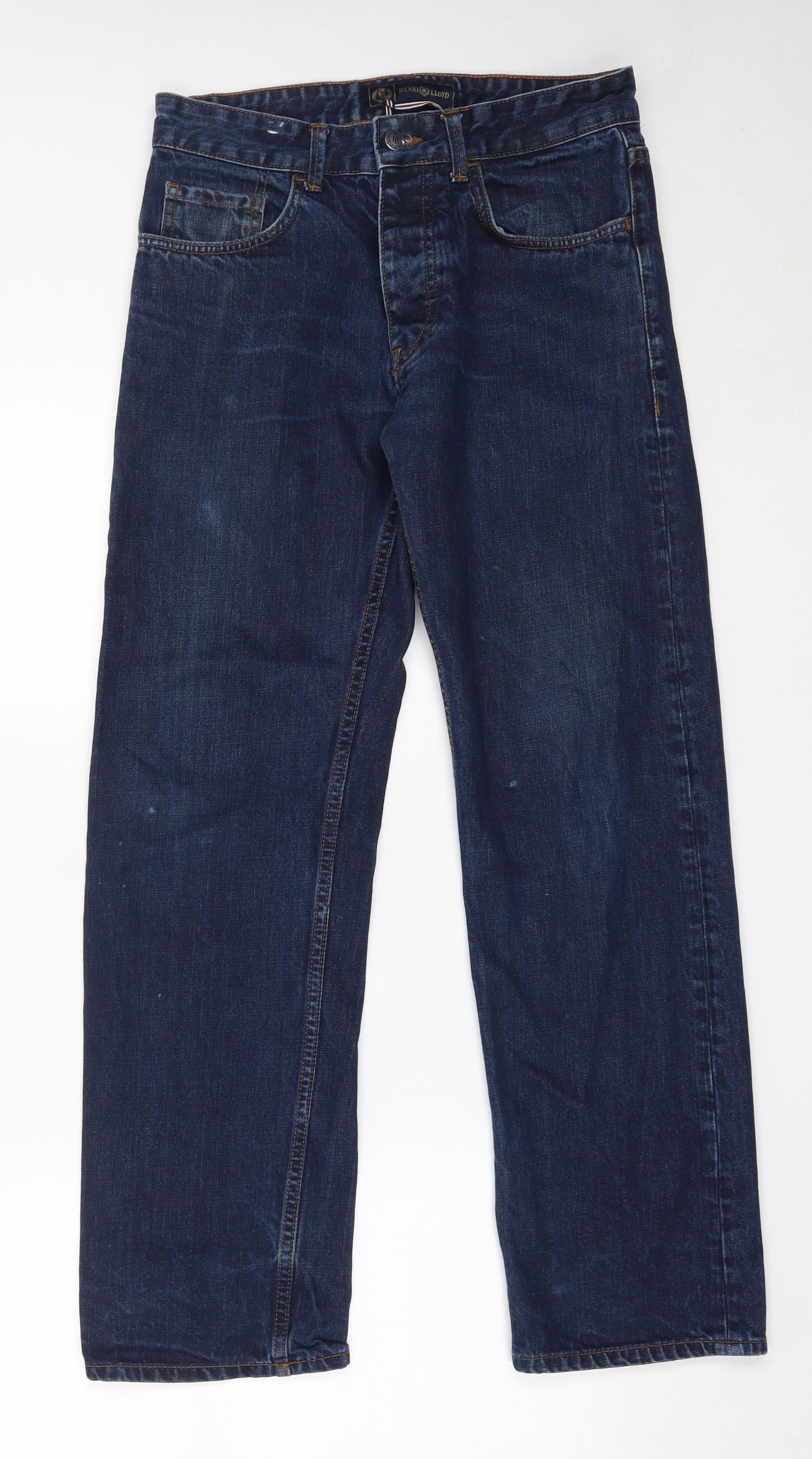 Henri Lloyd Mens Blue  Cotton Straight Jeans Size 30 in L29 in Regular