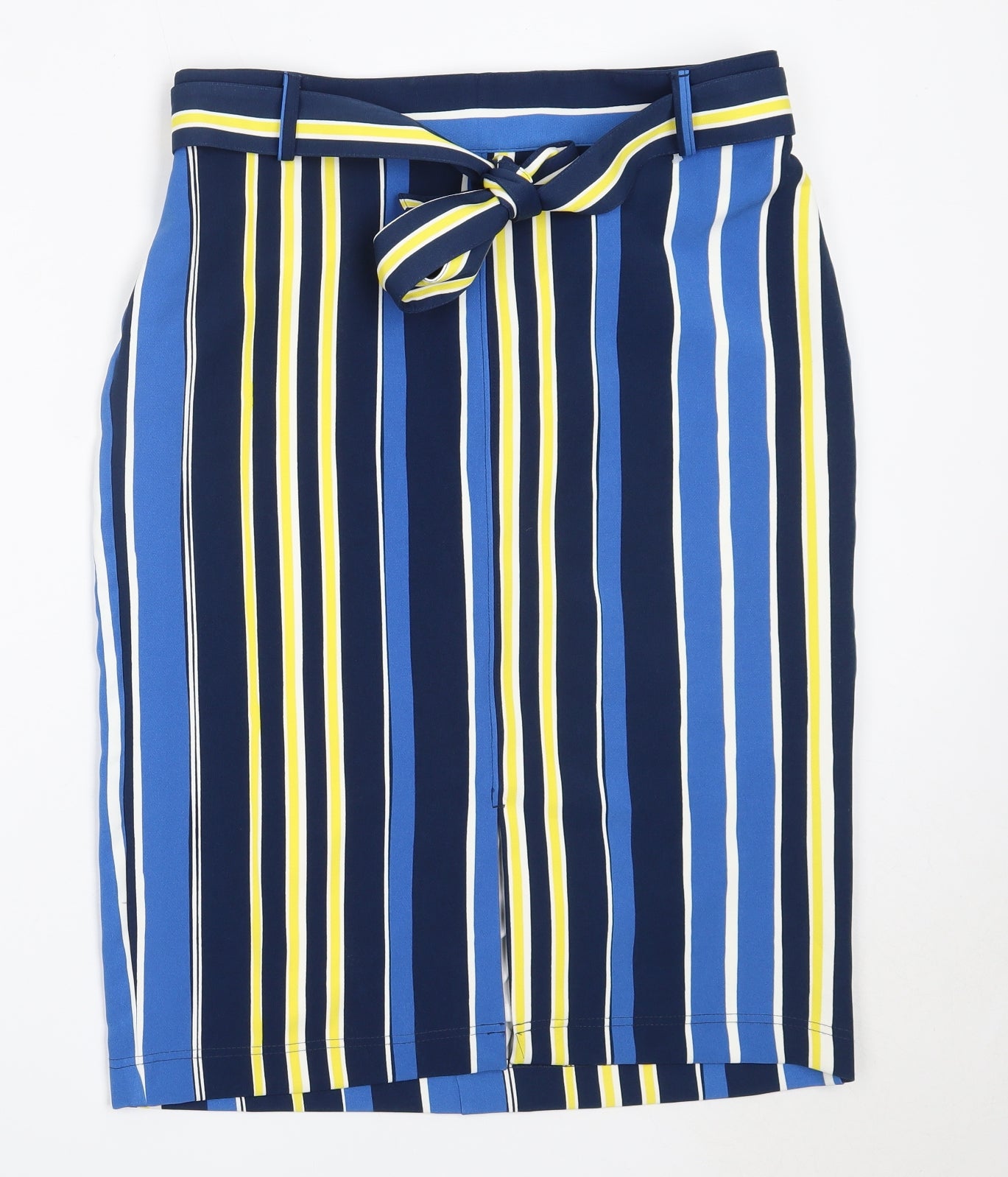 TU Womens Blue Striped Polyester Straight & Pencil Skirt Size 14