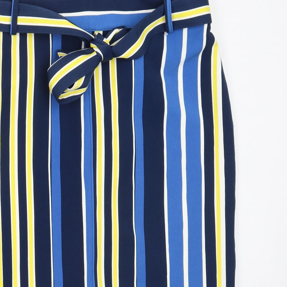 TU Womens Blue Striped Polyester Straight & Pencil Skirt Size 14