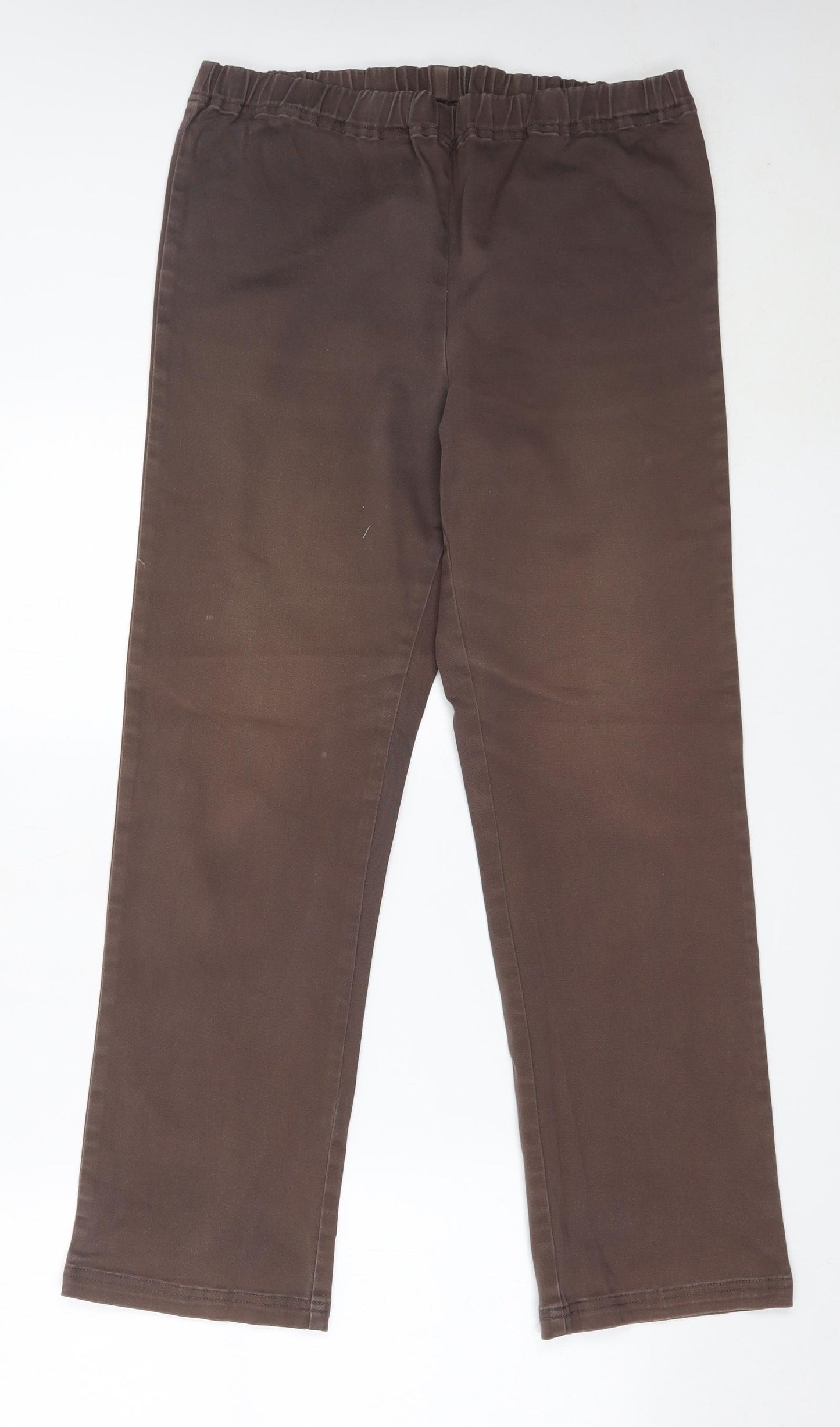 Cotton Traders Womens Brown  Cotton Trousers  Size 14 L28.5 in Regular