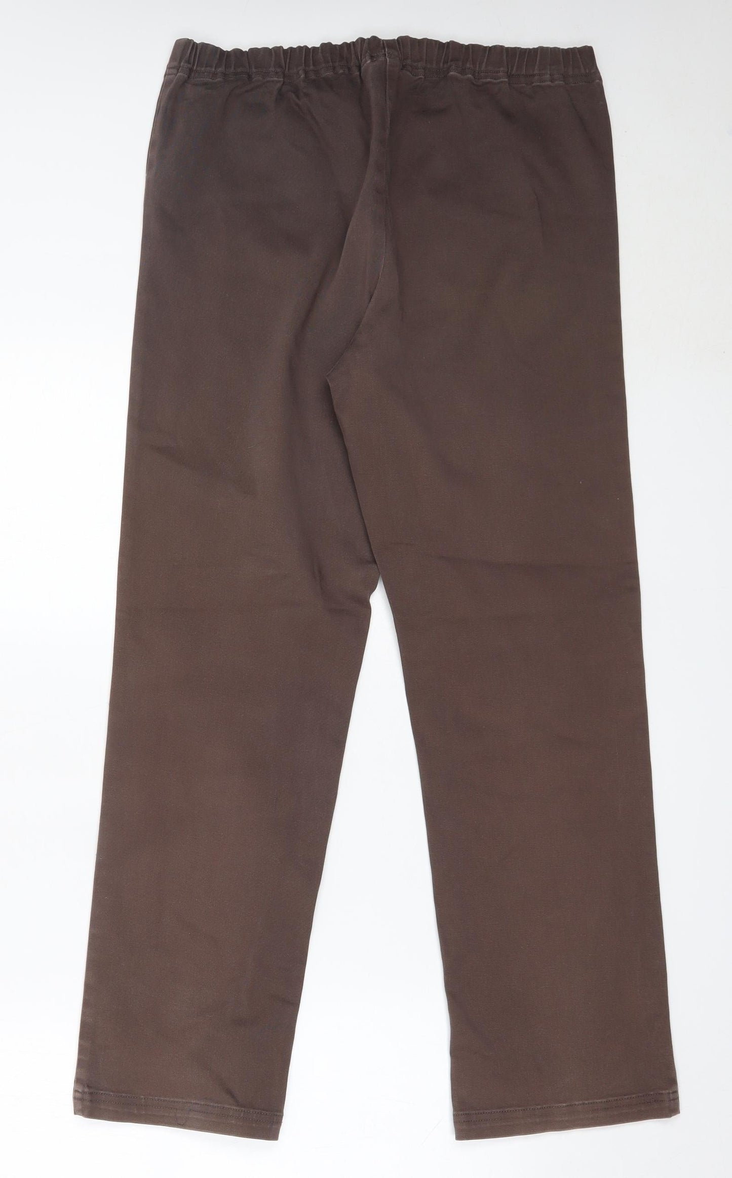 Cotton Traders Womens Brown  Cotton Trousers  Size 14 L28.5 in Regular