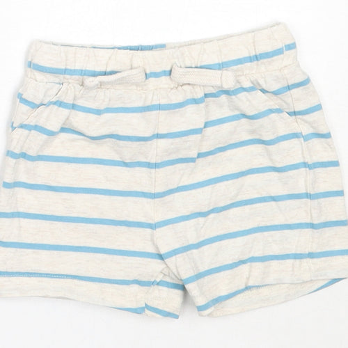 F&F Boys Ivory Striped Cotton Cropped Trousers Size 6-9 Months   - shorts