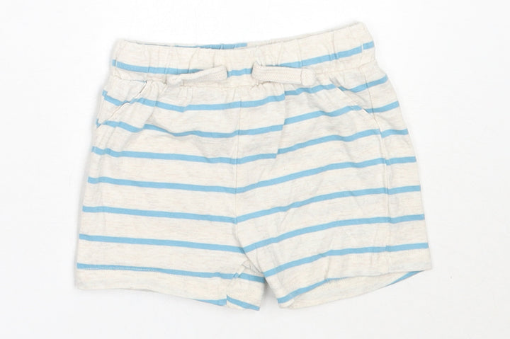 F&F Boys Ivory Striped Cotton Cropped Trousers Size 6-9 Months - shorts