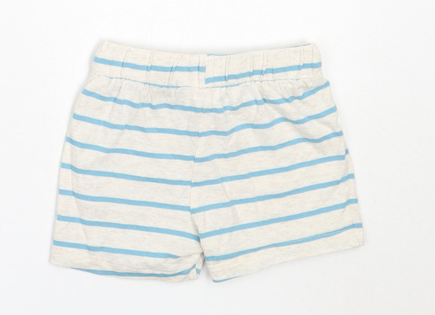 F&F Boys Ivory Striped Cotton Cropped Trousers Size 6-9 Months   - shorts