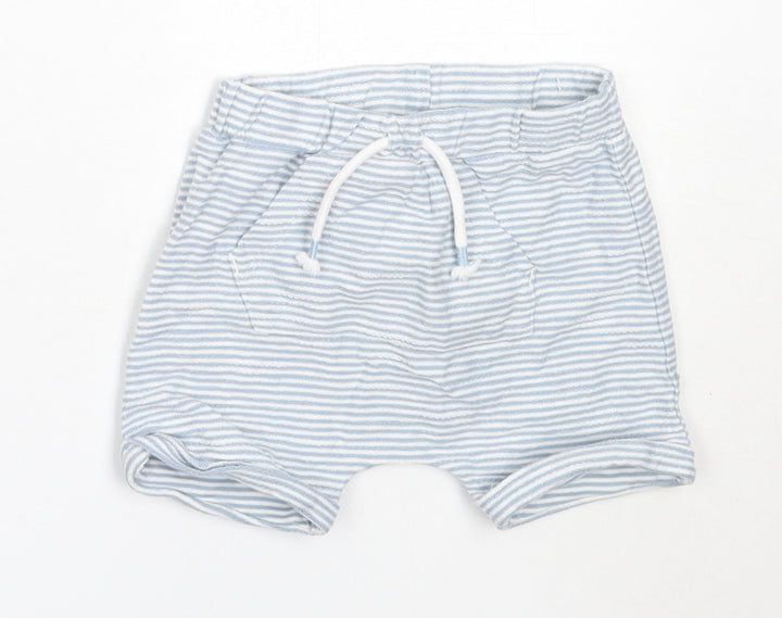 NEXT Boys Blue Striped Cotton Cropped Trousers Size 6-9 Months