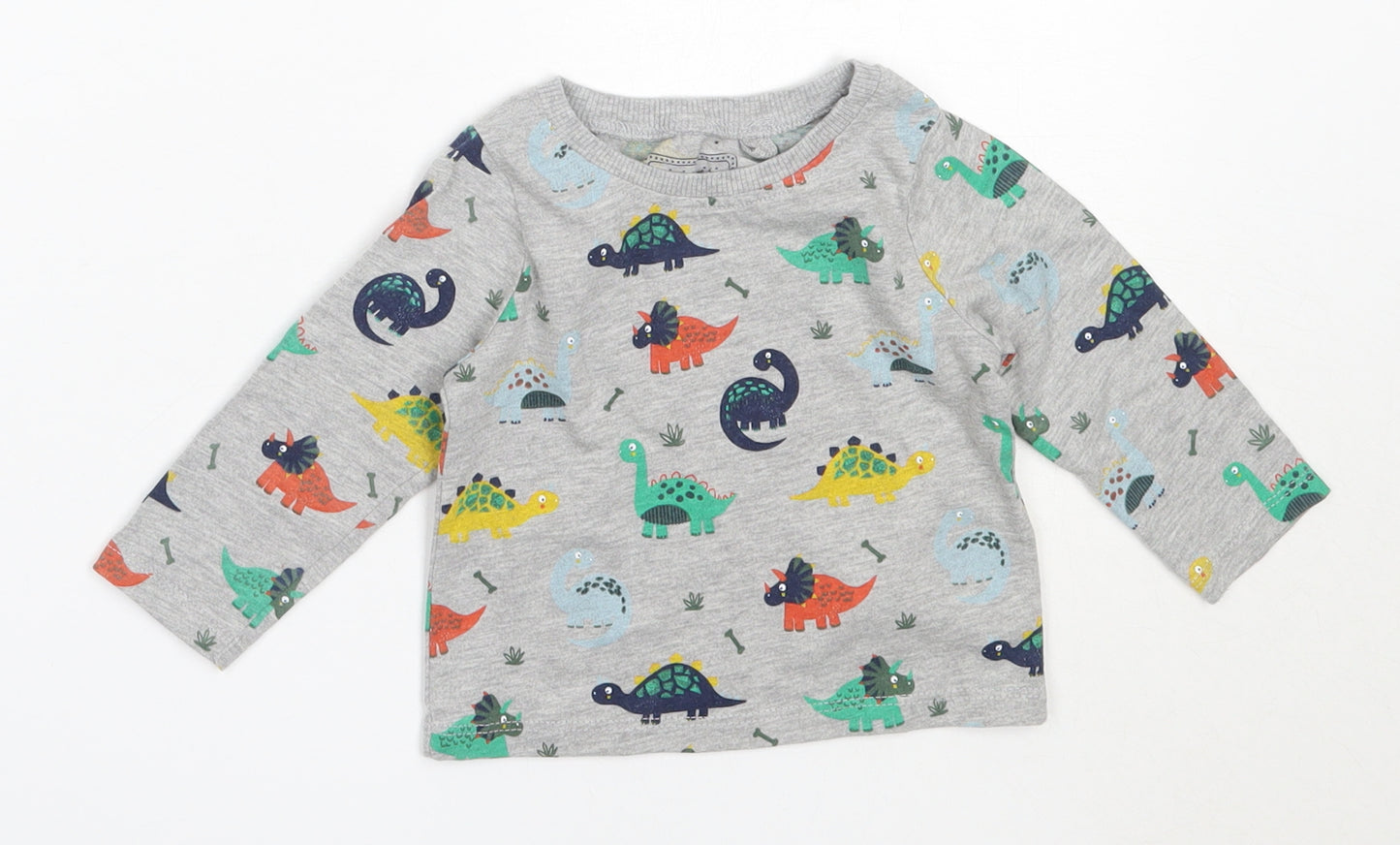 Blue Zoo Boys Grey  Cotton Basic T-Shirt Size 6-9 Months Round Neck