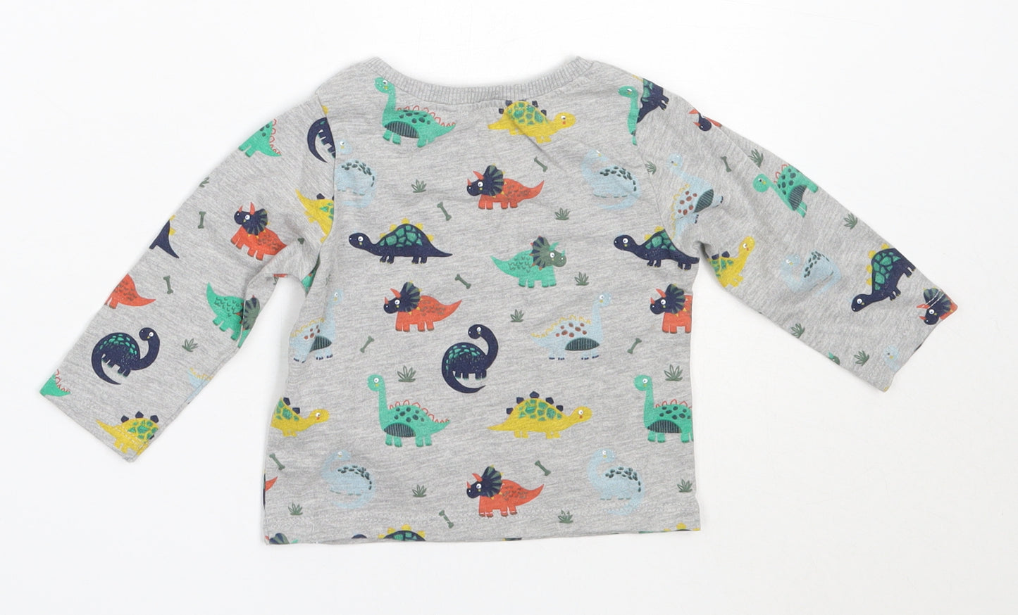Blue Zoo Boys Grey  Cotton Basic T-Shirt Size 6-9 Months Round Neck