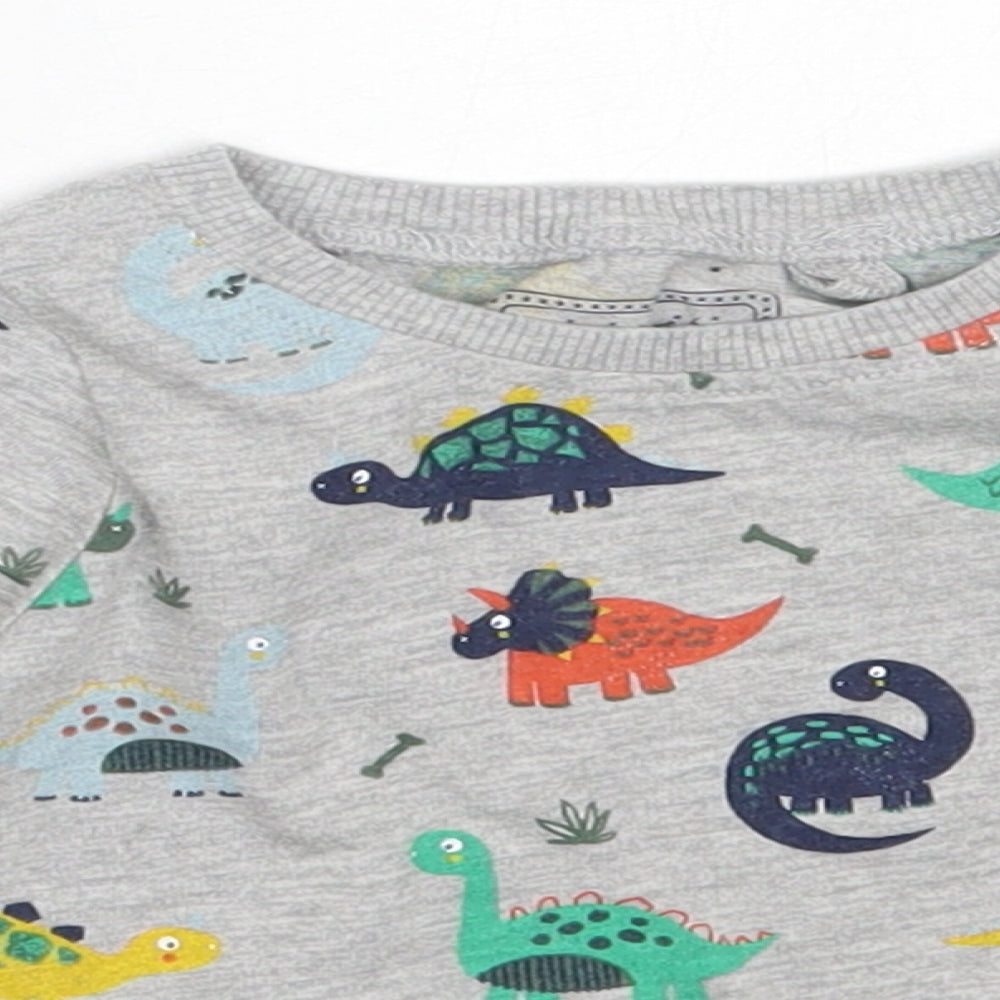 Blue Zoo Boys Grey  Cotton Basic T-Shirt Size 6-9 Months Round Neck