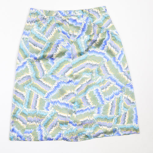 Preworn Womens Blue  Polyester Flare Skirt Size 31 in