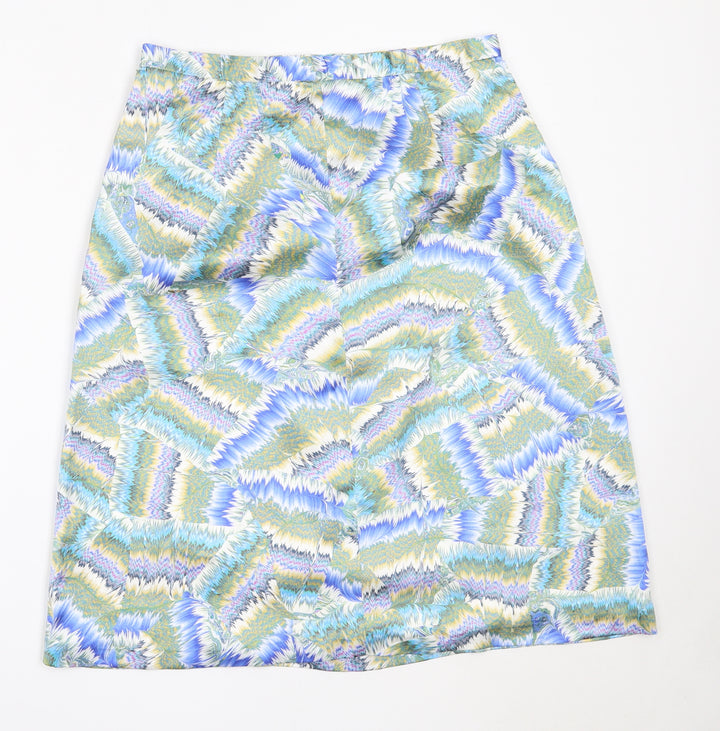 Preworn Womens Blue  Polyester Flare Skirt Size 31 in