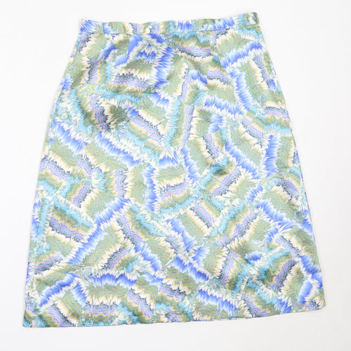 Preworn Womens Blue  Polyester Flare Skirt Size 31 in