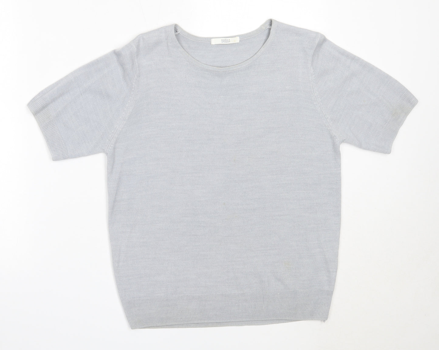Marks and Spencer Womens Grey Round Neck  Acrylic Pullover Jumper Size 12