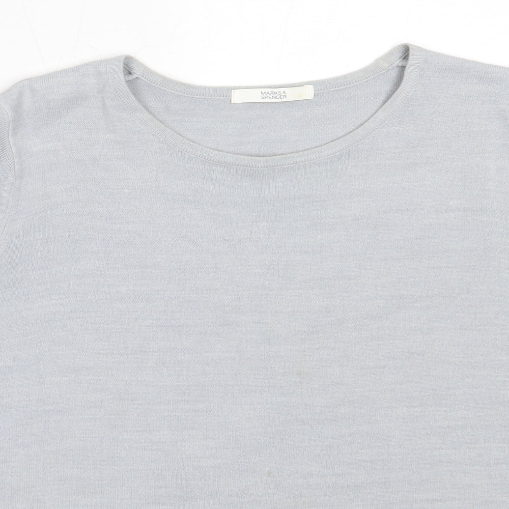 Marks and Spencer Womens Grey Round Neck  Acrylic Pullover Jumper Size 12