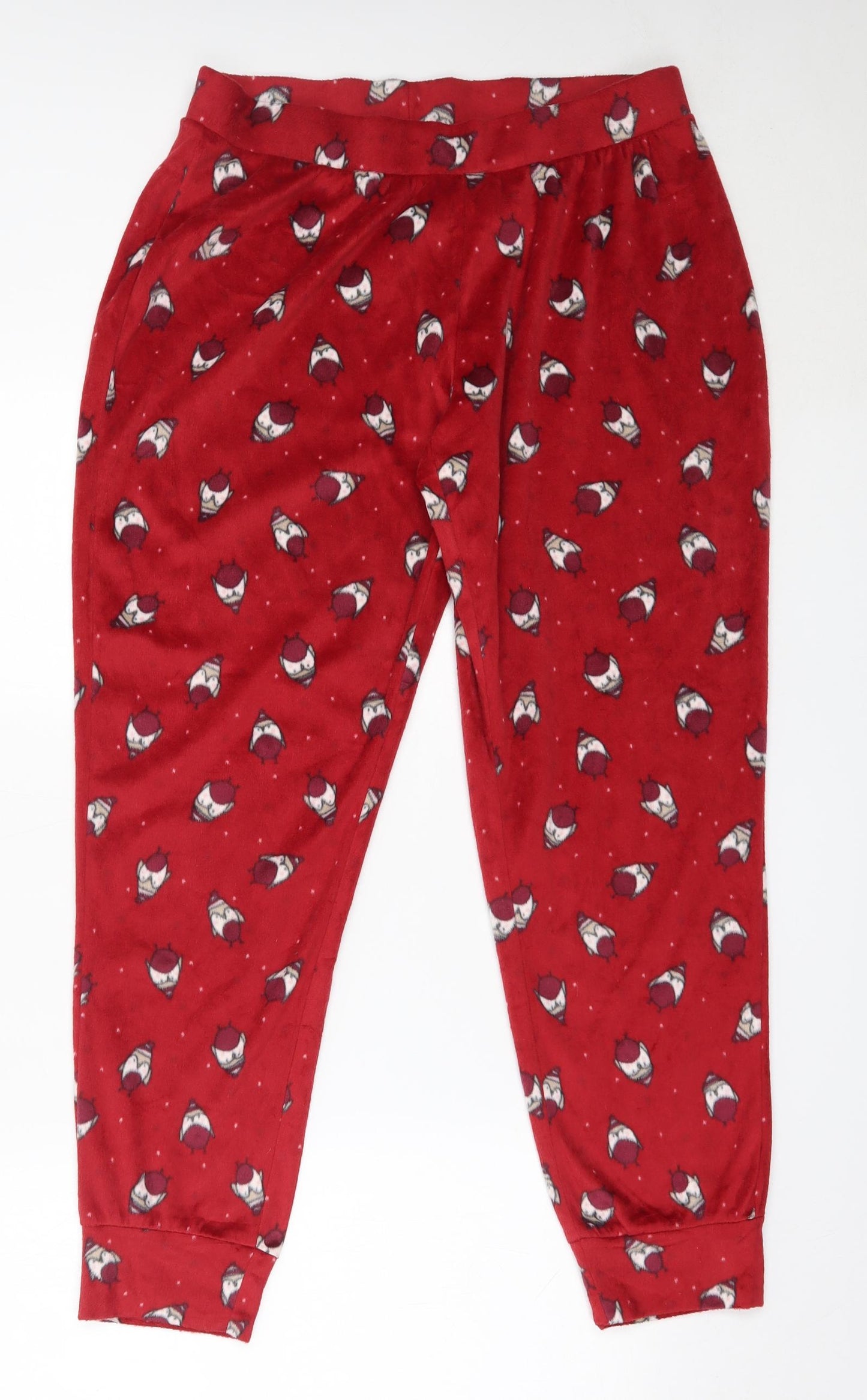 Marks and Spencer Womens Red Solid Polyester Capri Pyjama Pants Size 12