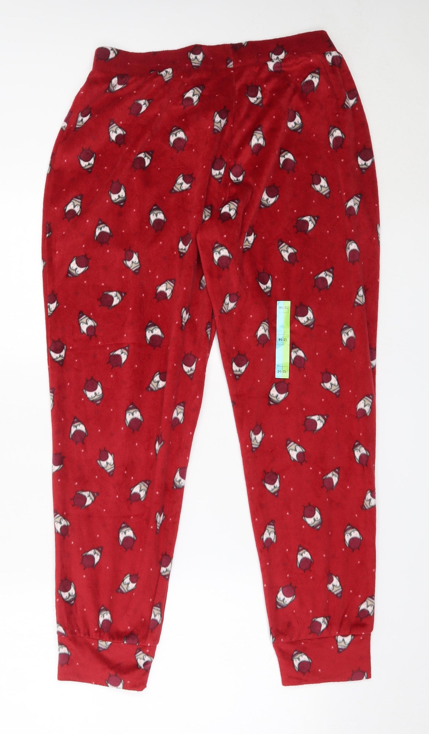 Marks and Spencer Womens Red Solid Polyester Capri Pyjama Pants Size 12