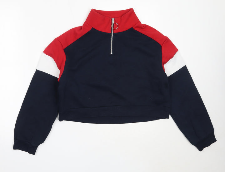 H&M Womens Blue Cotton Henley Sweatshirt Size S