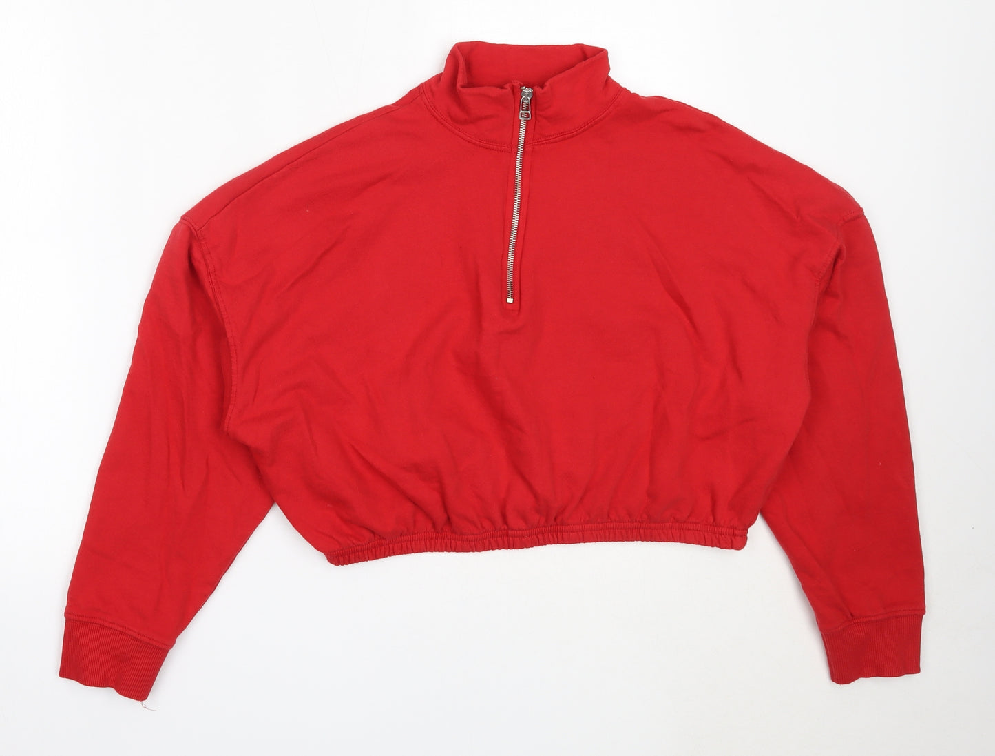 New Look Womens Red  Cotton Henley Sweatshirt Size M