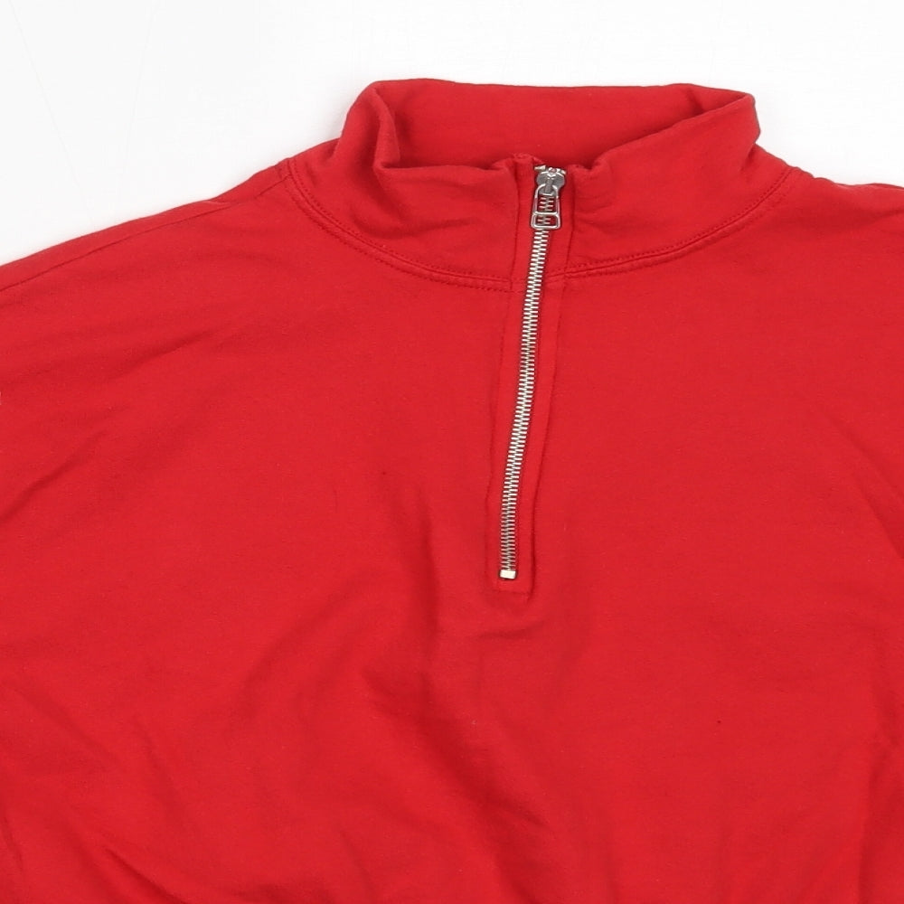 New Look Womens Red  Cotton Henley Sweatshirt Size M