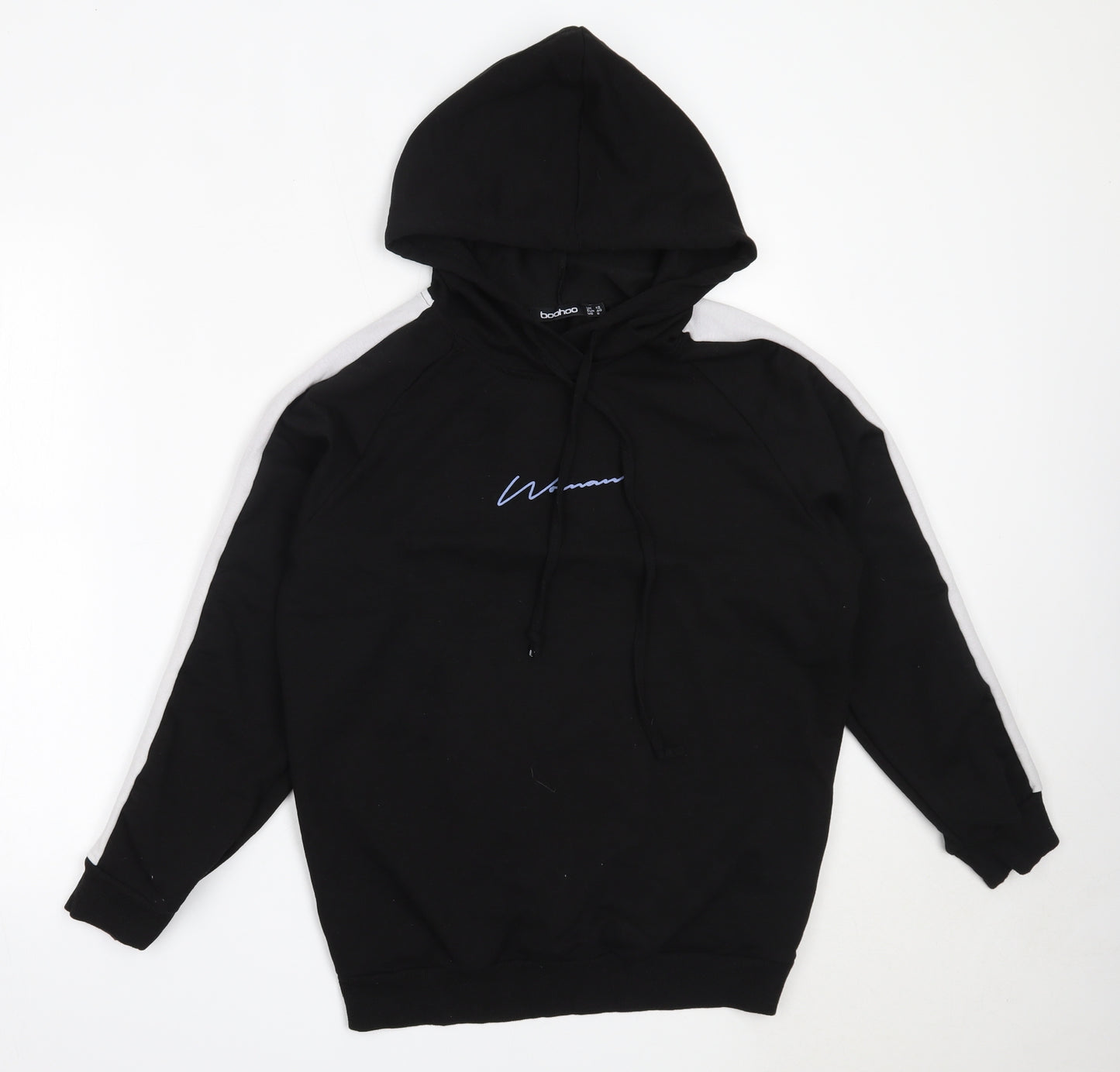 Boohoo Womens Black  Cotton Pullover Hoodie Size 12