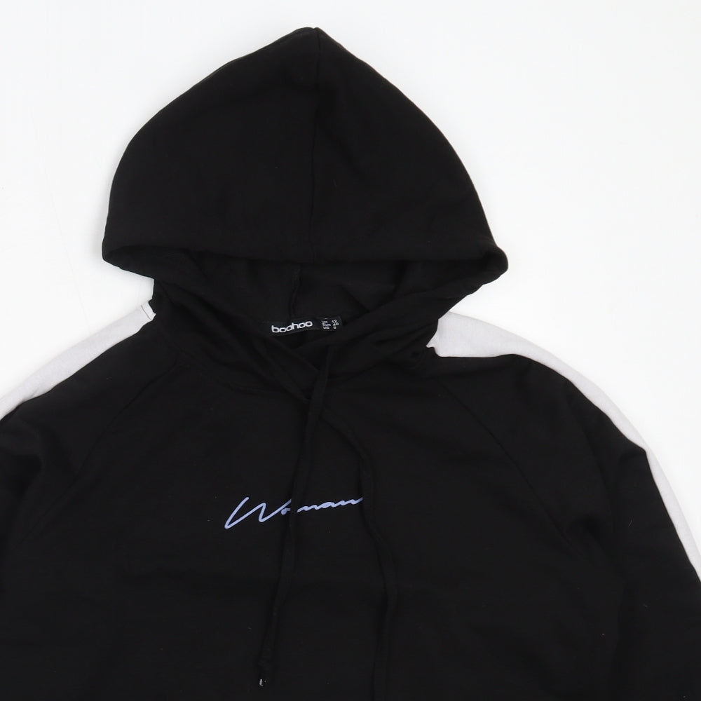 Boohoo Womens Black  Cotton Pullover Hoodie Size 12