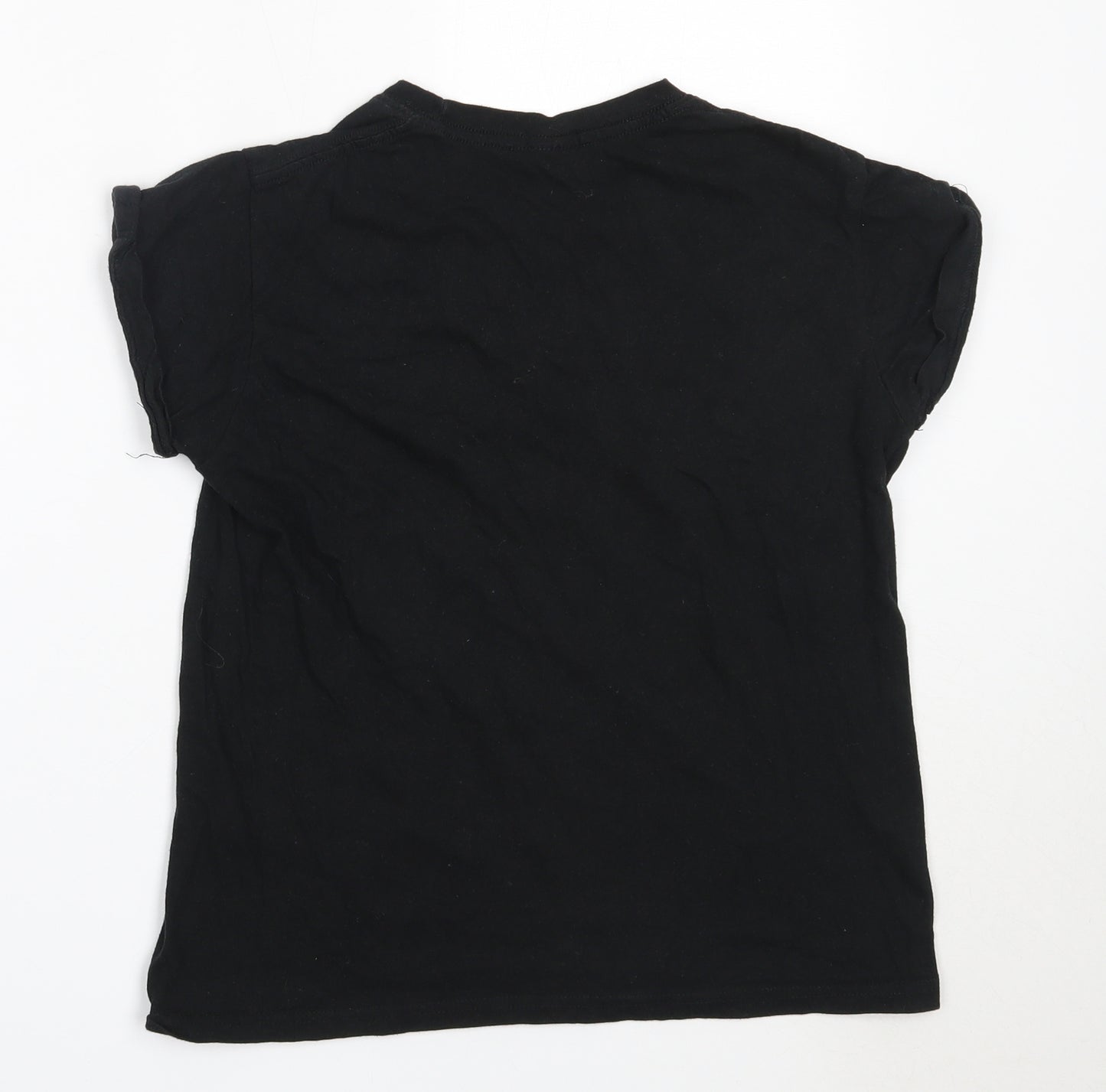 Boohoo Womens Black  Cotton Basic T-Shirt Size S Round Neck