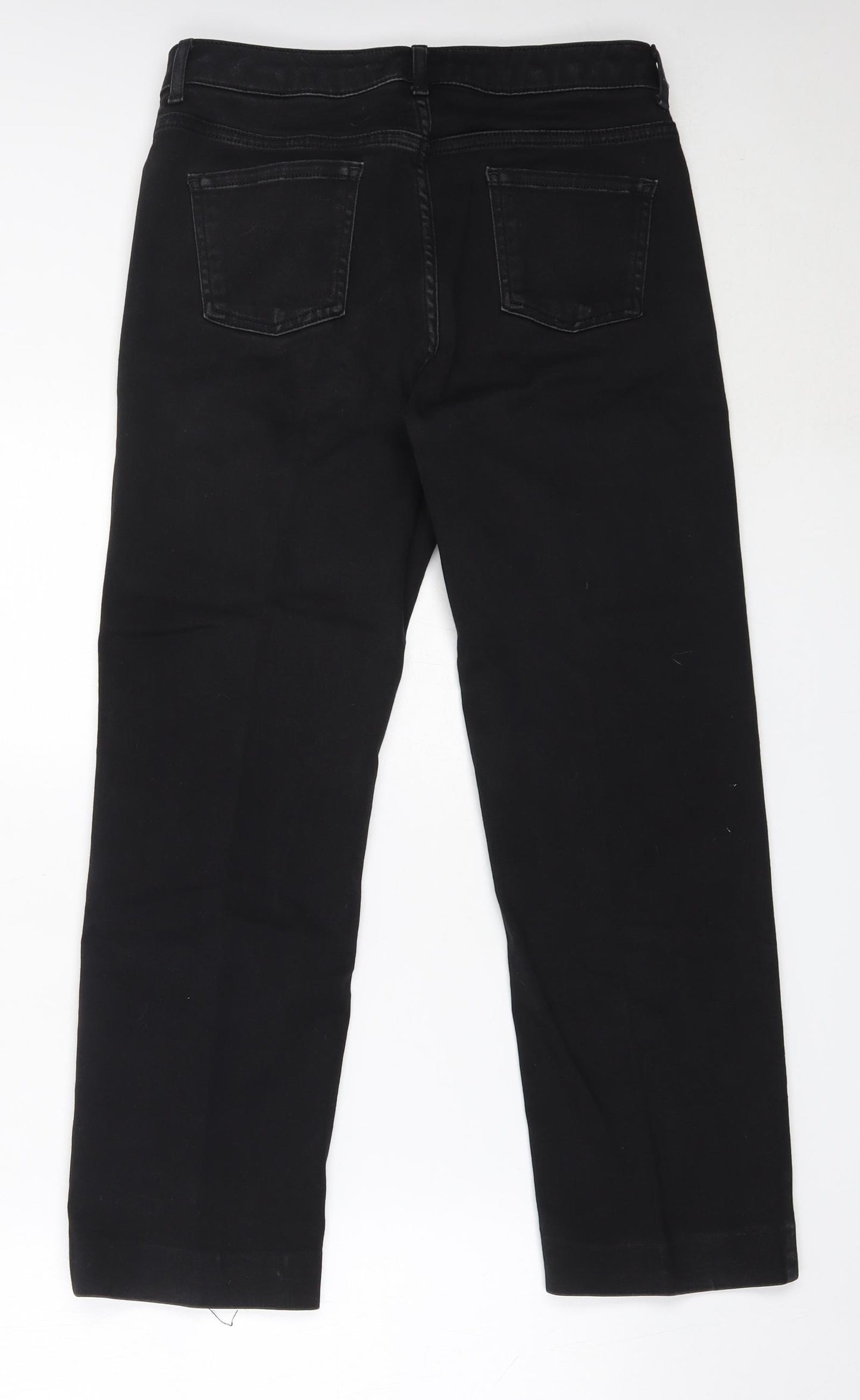Per Una Womens Black  Cotton Straight Jeans Size 12 L26 in Regular