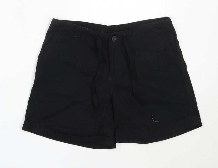Now Womens Black Cotton Bermuda Shorts Size 8 Regular