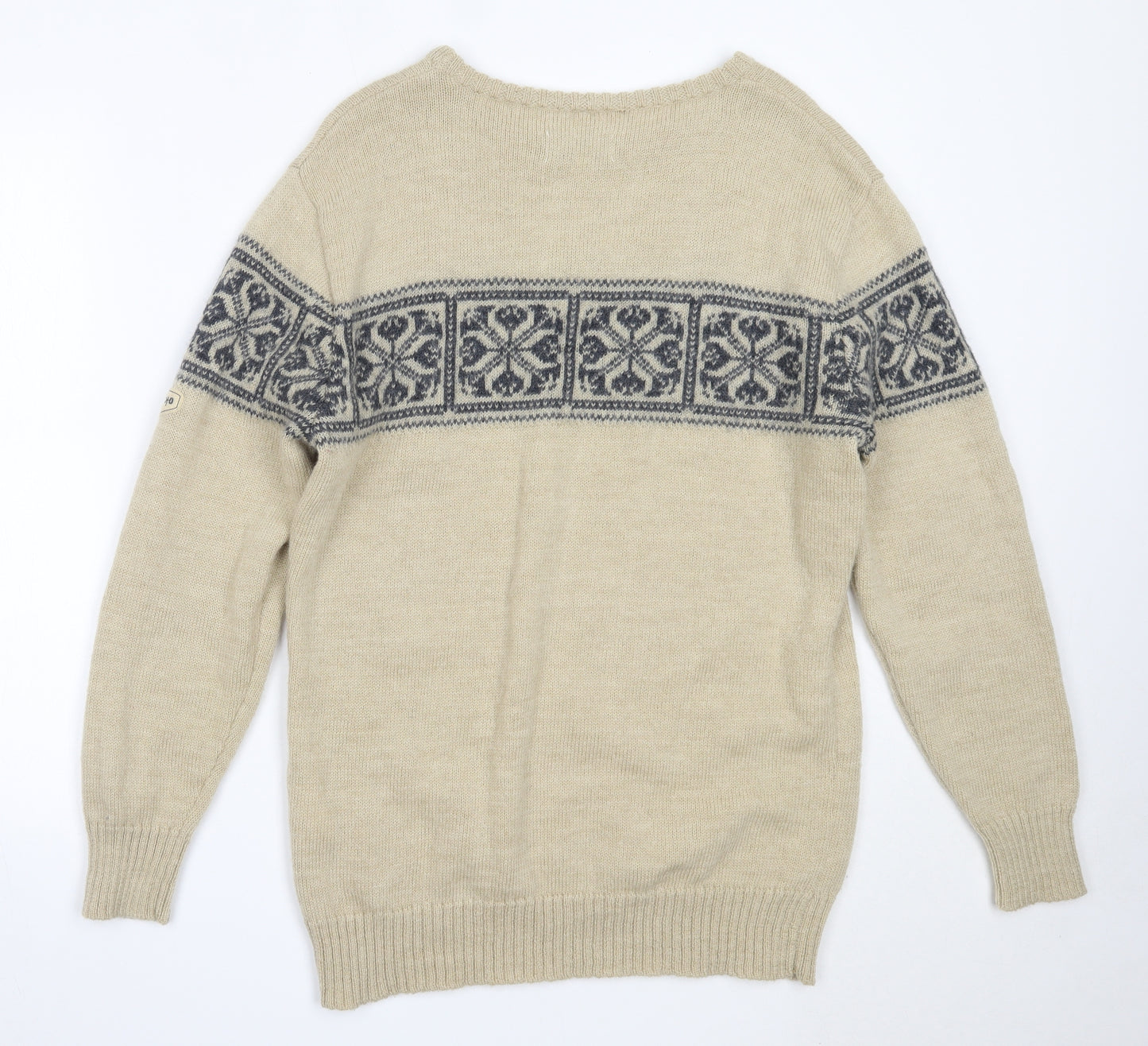 Ayacucho  Mens Beige Round Neck  Wool Pullover Jumper Size 2XL
