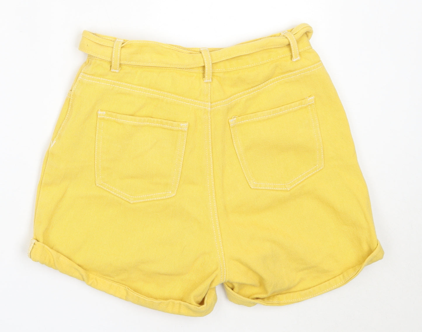 Missguided Womens Yellow  Cotton Hot Pants Shorts Size 8  Regular
