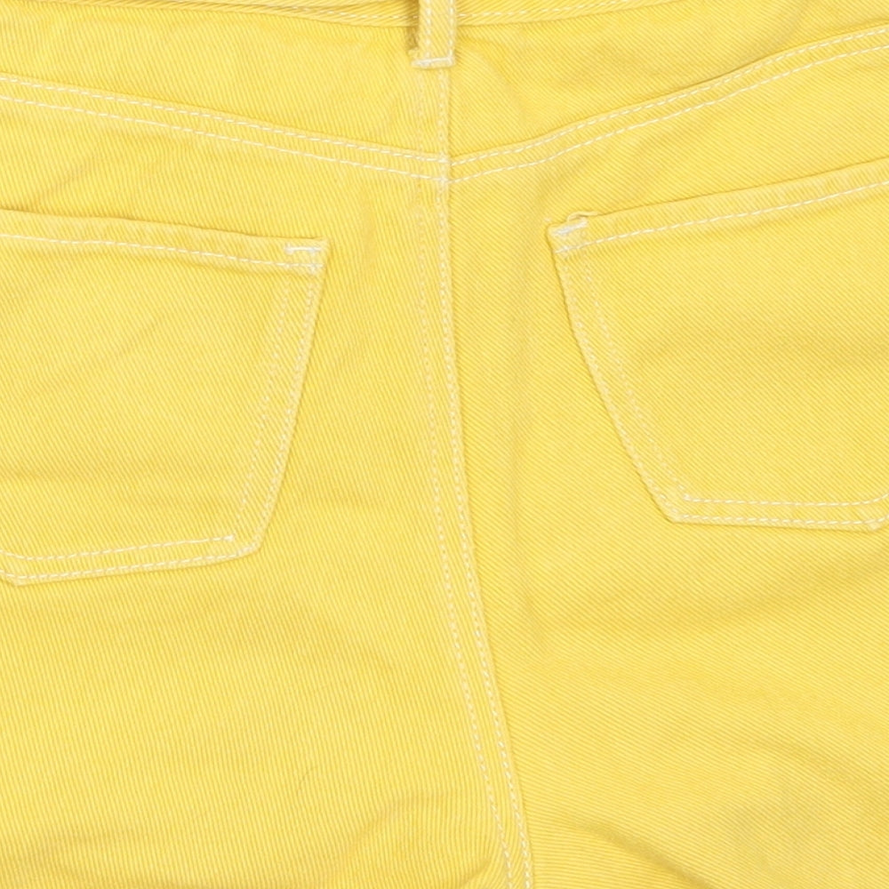 Missguided Womens Yellow  Cotton Hot Pants Shorts Size 8  Regular