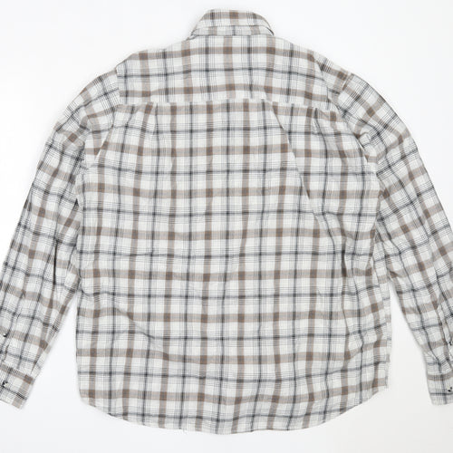 Harratt Mens Beige Check Cotton  Button-Up Size XL Collared