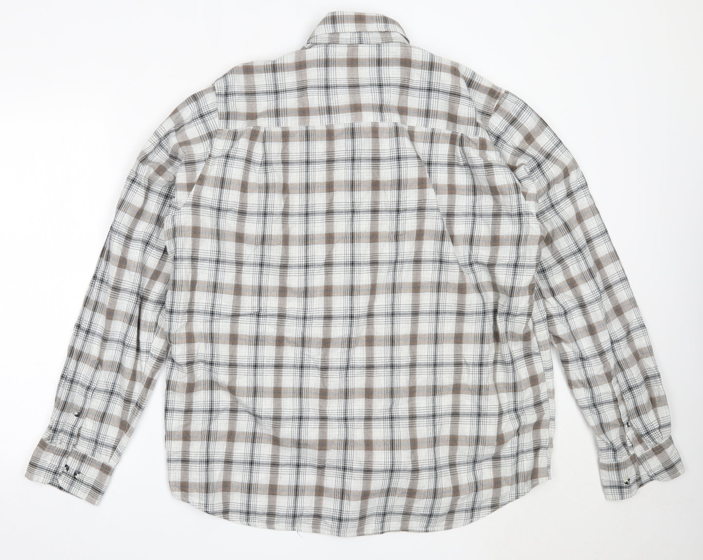 Harratt Mens Beige Check Cotton  Button-Up Size XL Collared