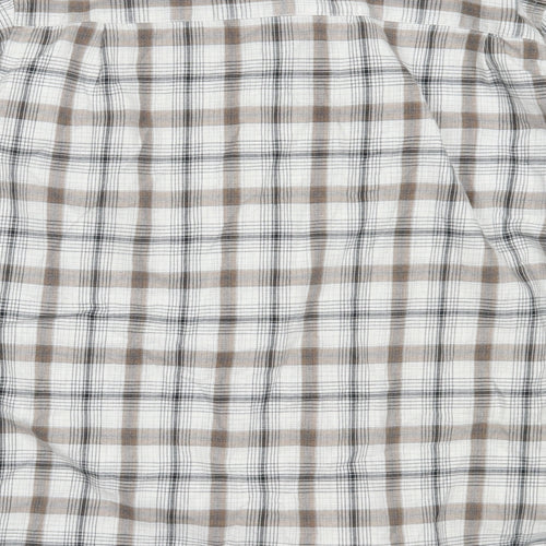 Harratt Mens Beige Check Cotton  Button-Up Size XL Collared