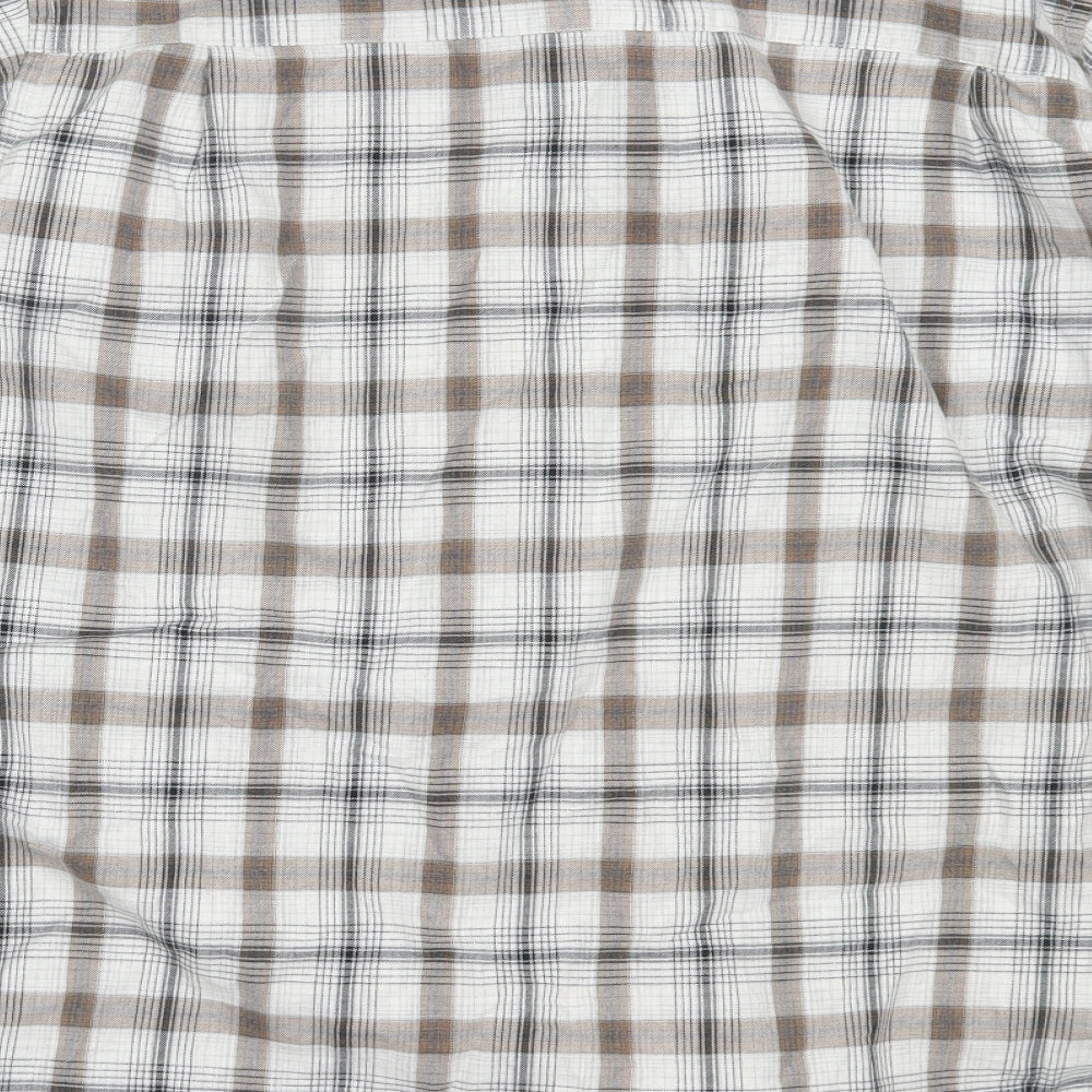 Harratt Mens Beige Check Cotton  Button-Up Size XL Collared
